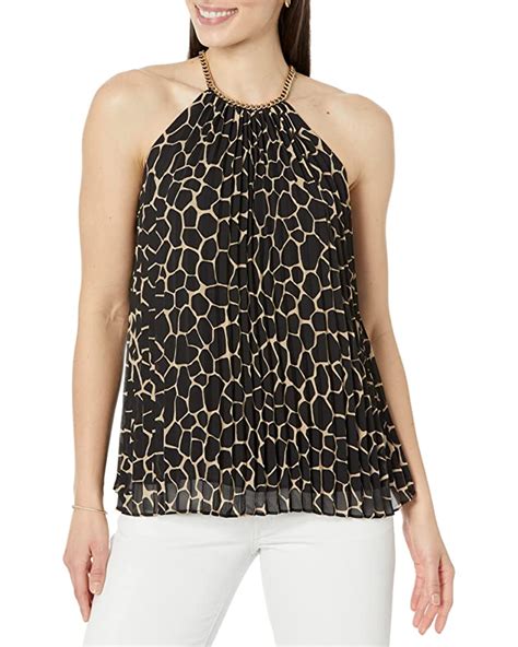 michael michael kors pleated-trim top raspberry|Michael Kors Women's Solid Pleated Chain Halter Top.